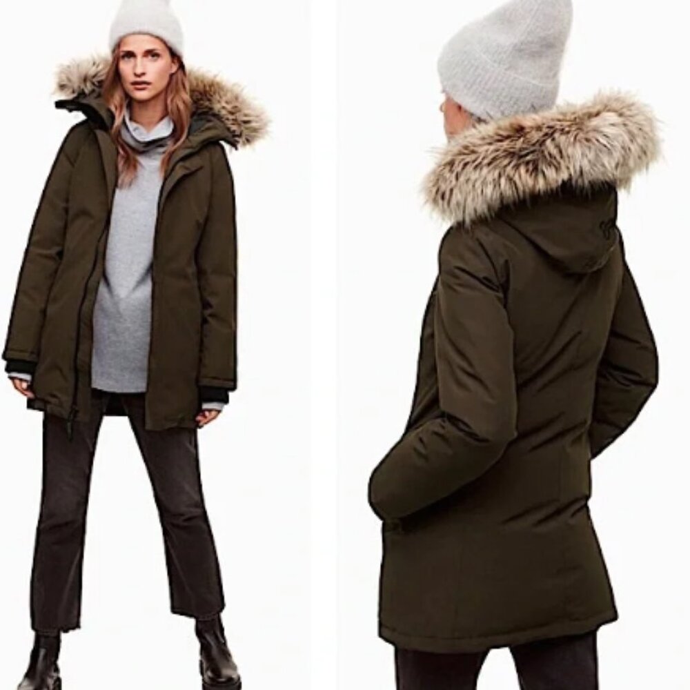 GOLDEN by Tna Waterproof Canvas Haven Parka In Dark Olive Size M